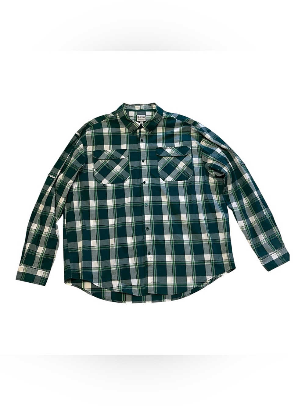 Heybo Green Plaid Button-Down Shirt with Chest Pockets